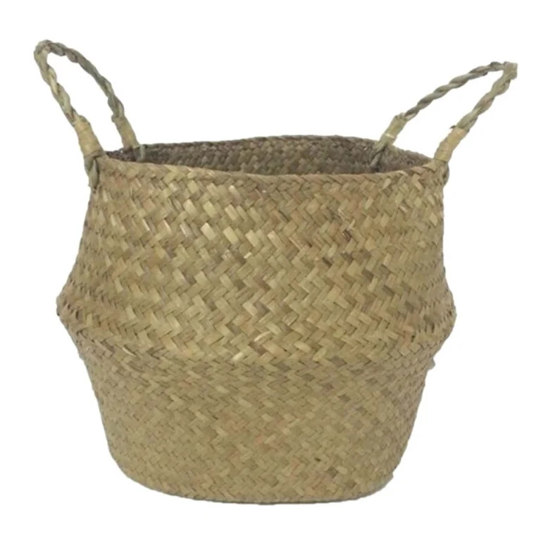 SUPERHOMUSE Seagrass Wickerwork Basket Rattan Foldable Hanging Flower Pot Planter Woven Dirty Lau... | Walmart (US)