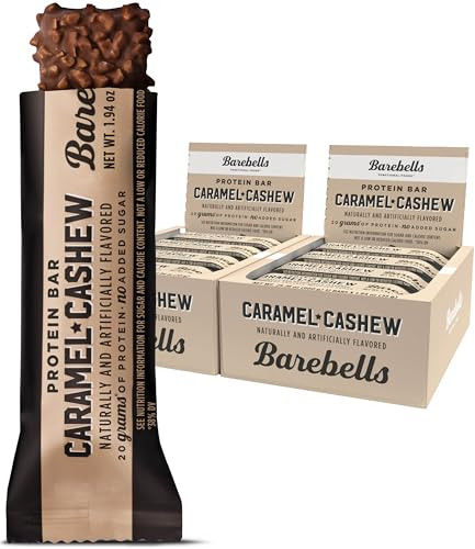 Barebells Protein Bars Caramel Cashew - 12 Count, Pack of 2 - Protein Snacks with 20g of High Protein - Chocolate Protein Bar with 1g of Total Sugars - Perfect on The Go Protein Snack & Breakfast Bars… | Amazon (US)