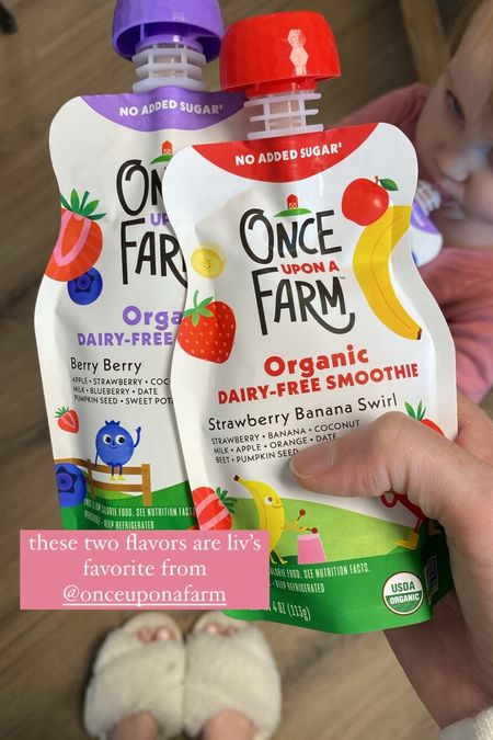 My almost 2 year old daughter loves these organic, refrigerated fruit pouches from Once Upon a Farm. These two flavors are her favorites. 🍌🍓🥥🫐

#LTKBaby #LTKKids