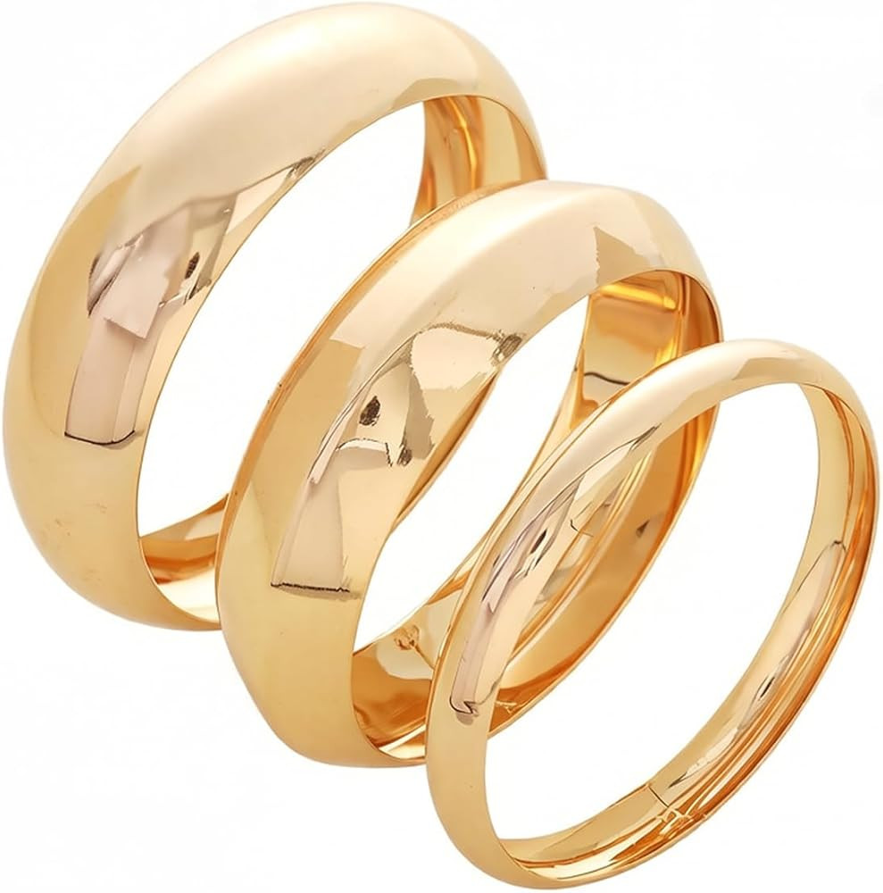 3 pulseras gruesas de oro para mujer, pulseras doradas para mujer, estilo punk, anchas y gruesas | Amazon (US)