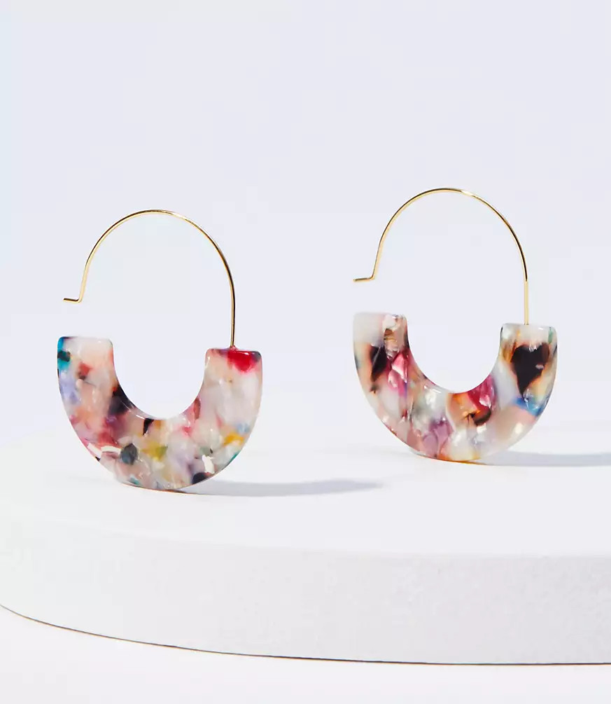 Marbleized Resin Pull Through Earrings | LOFT