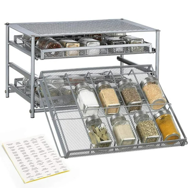 30-Bottle Spice Rack with Drawer Organizers, 3-Tier - Metal - Walmart.com | Walmart (US)