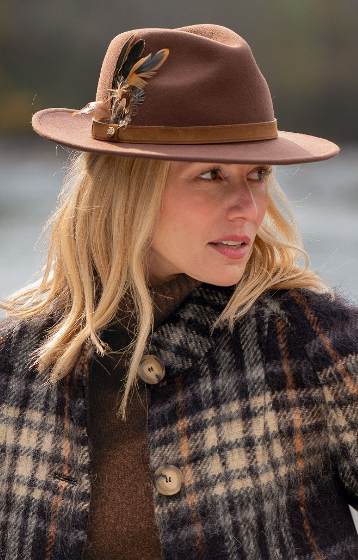 Ladies Wool Felt Feather Detail Fedora | The House of Bruar