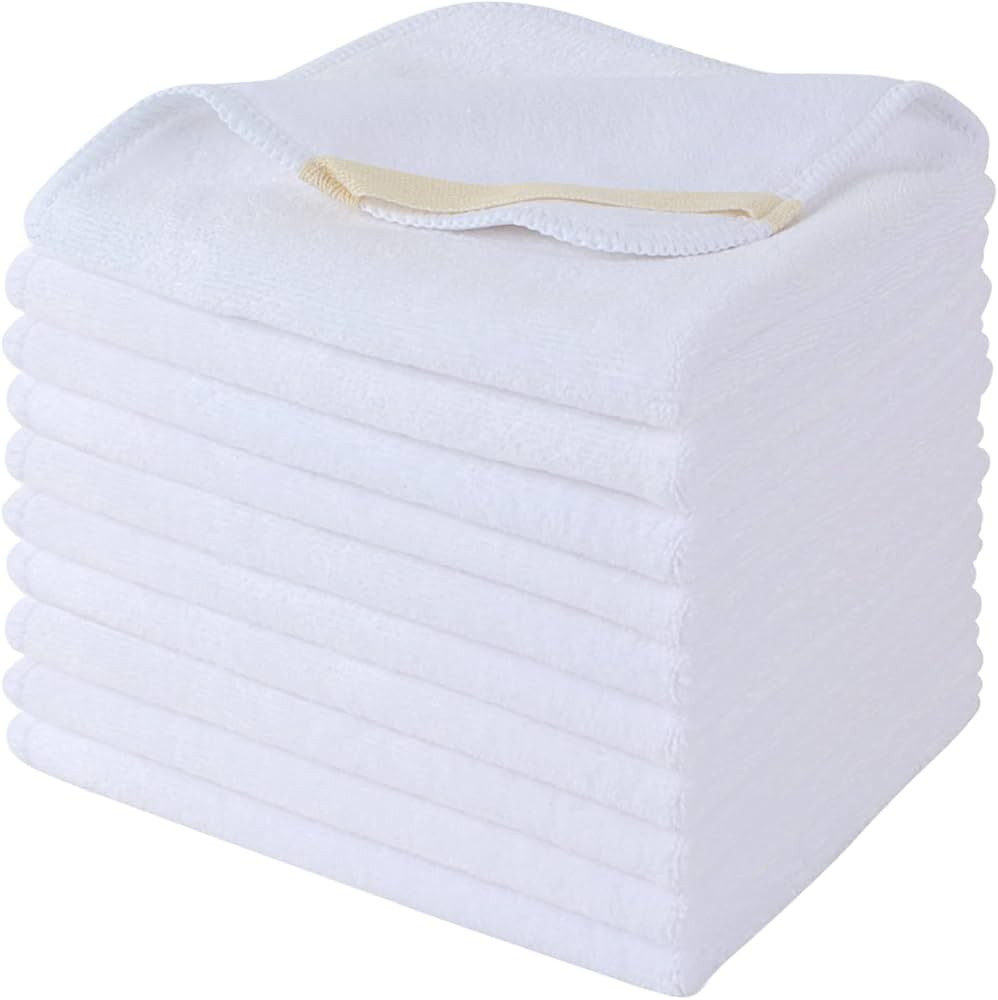 SINLAND Microfiber Facial Cloths Fast Drying Washcloth 12inch x 12inch White 10 pack | Amazon (US)