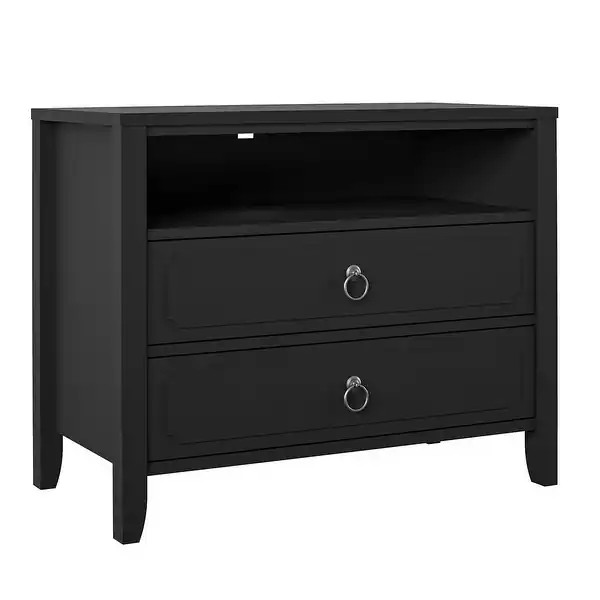 The Novogratz Her Majesty 2 Drawer Nightstand - Black | Bed Bath & Beyond