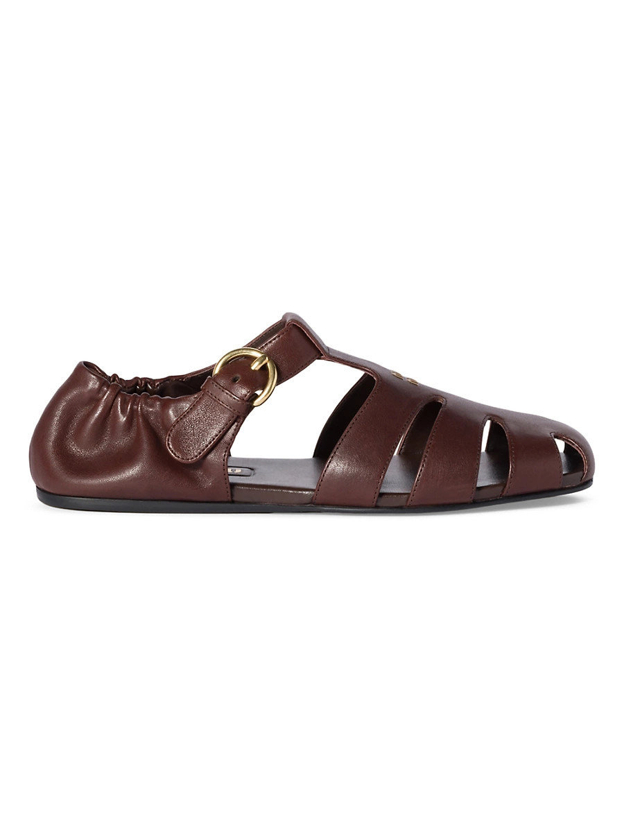 Women's Ruches Nappa Leather Fisherman Sandals - Brown - Size 8.5 | Saks Fifth Avenue