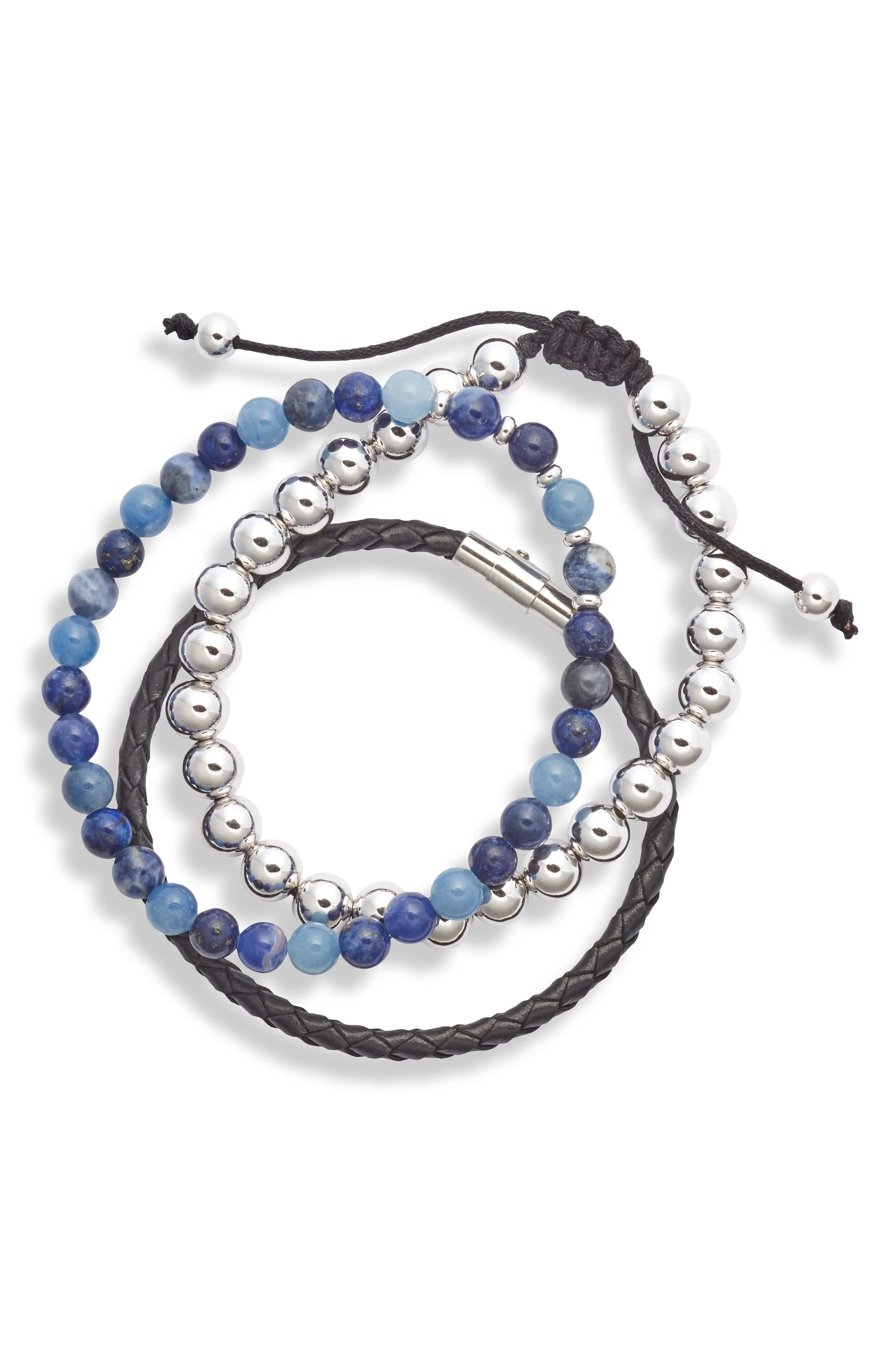 Men's Nordstrom Men's Assorted Set Of 3 Stacking Bracelets | Nordstrom