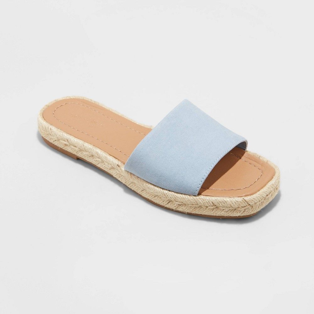 Women's Maren Wide Width Square Toe Espadrille Slide Sandals - Universal Thread Blue 8W | Target