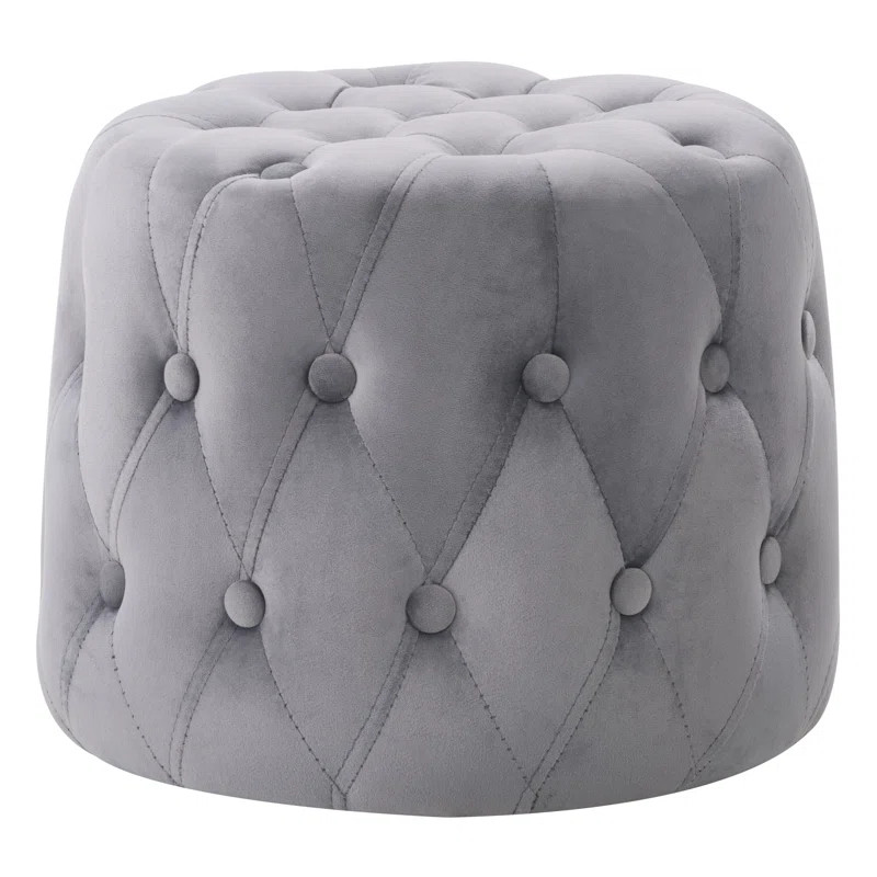 House of Hampton® Valier 15" Wide Velvet Tufted Round Pouf Ottoman | Wayfair Professional