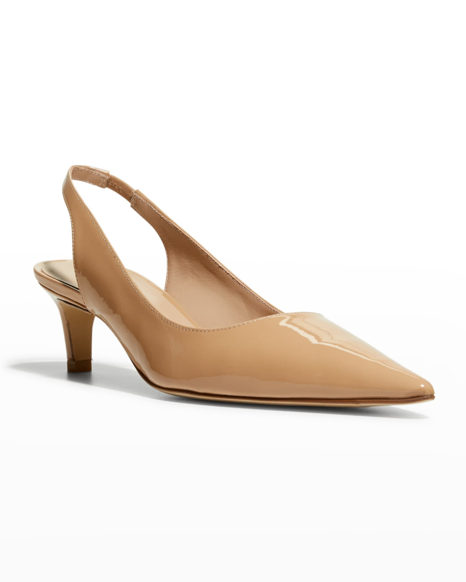 Stuart Weitzman Stuart 50mm Kitten-Heel Slingback Pumps | Neiman Marcus