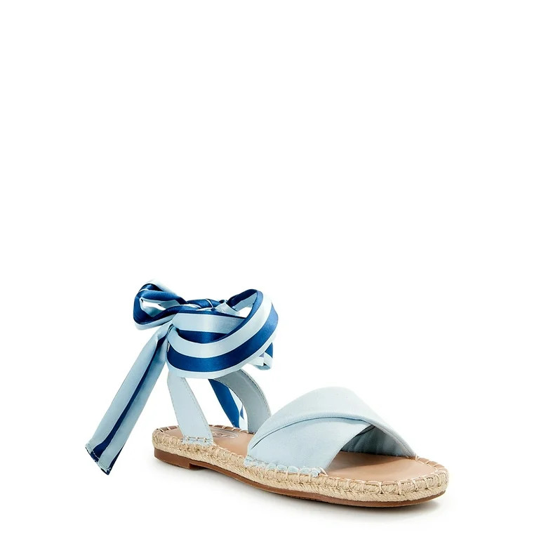 Scoop Women's Espadrille Sandals with Ribbon Ankle Tie - Walmart.com | Walmart (US)