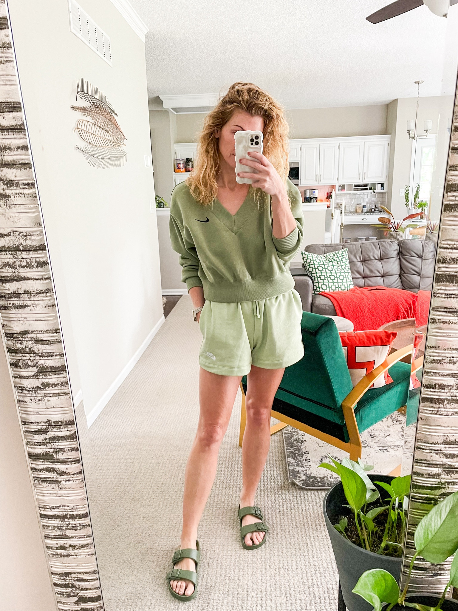 A sweatsuit set in complimentary shades of green  

#LTKShoeCrush #LTKFallSale #LTKBacktoSchool