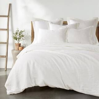 Washed Linen Cream King/Cal King Duvet Cover Only | The Home Depot