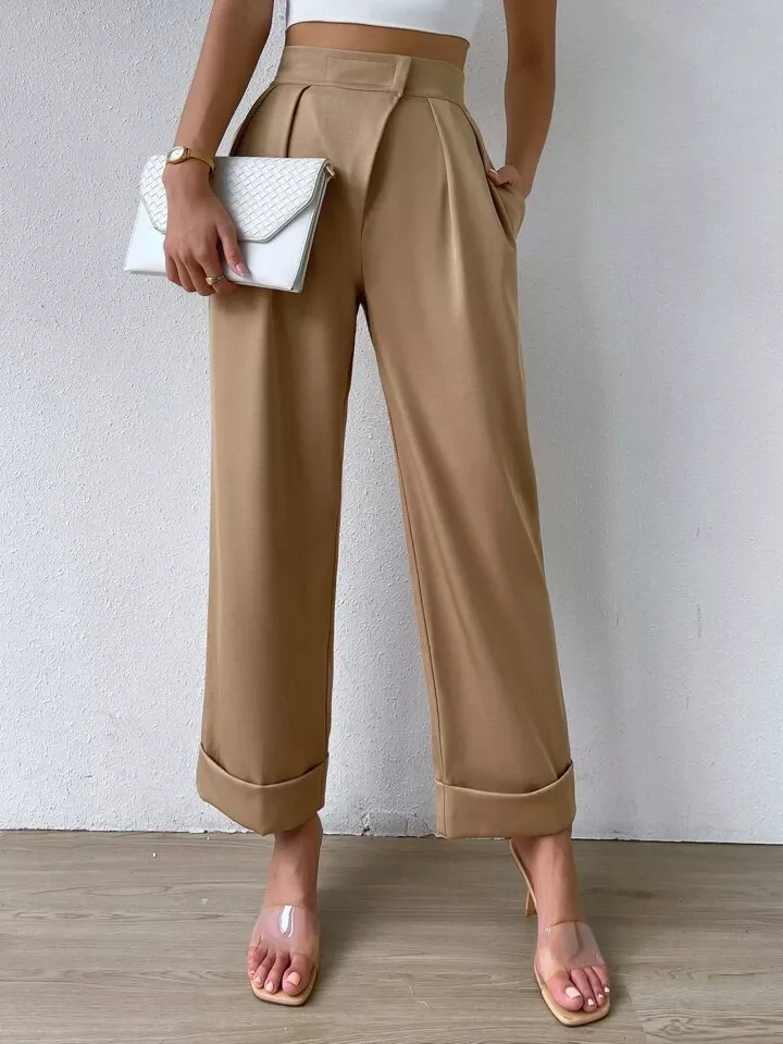 SHEIN VCAY Plus Cami Top & Paperbag Waist Pleated Wide Leg Pants