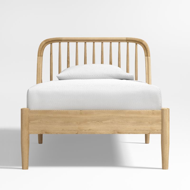 Bodie Spindle Natural Oak Wood Kids Twin Bed + Reviews | Crate & Kids | Crate & Barrel