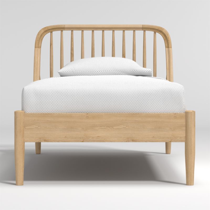 Bodie Spindle Natural Oak Wood Kids Twin Bed + Reviews | Crate & Kids | Crate & Barrel