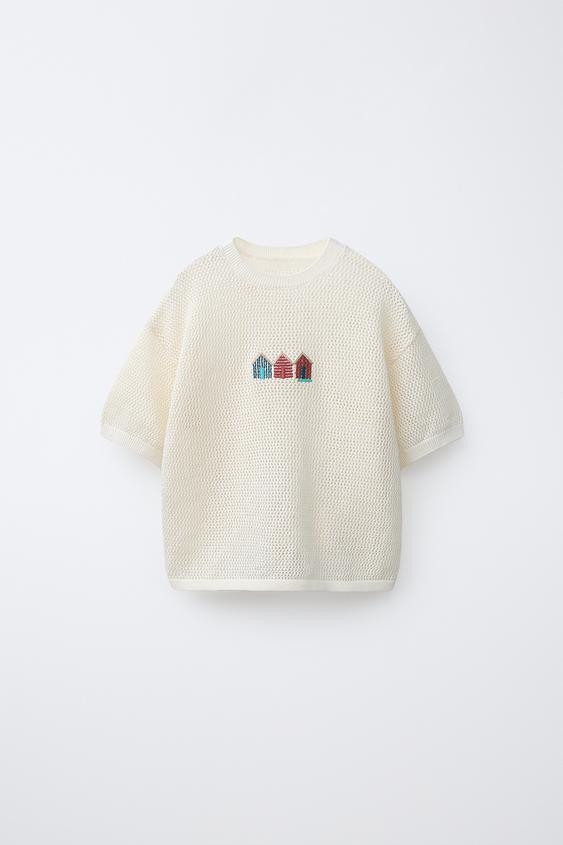 EMBROIDERED HOUSES KNIT T-SHIRT | Zara US