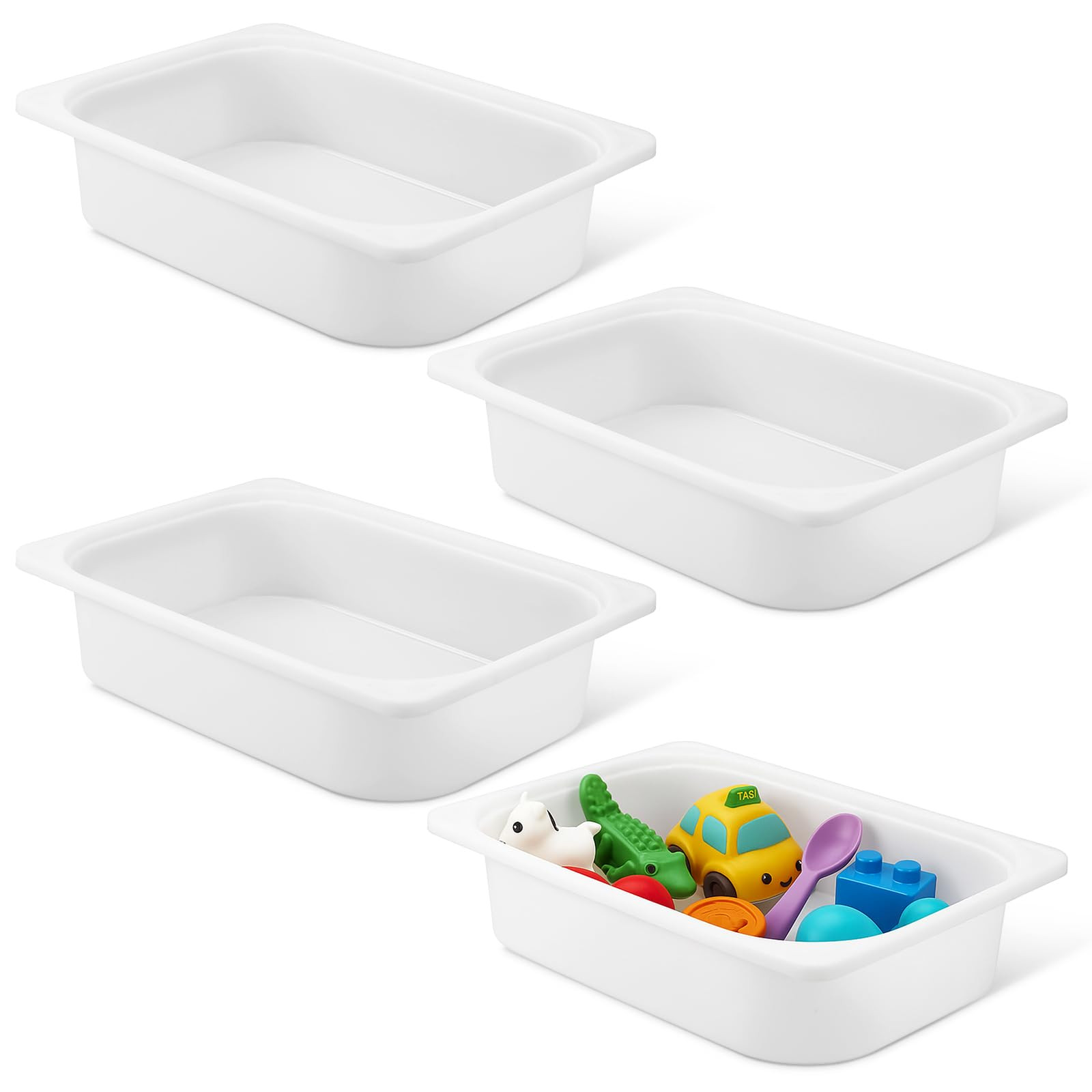 Kathfly Set of 4 Storage Box White 16-1/2 x 11-3/4 x 4 Stackable Plastic Bins Open Storage Boxes,... | Amazon (US)