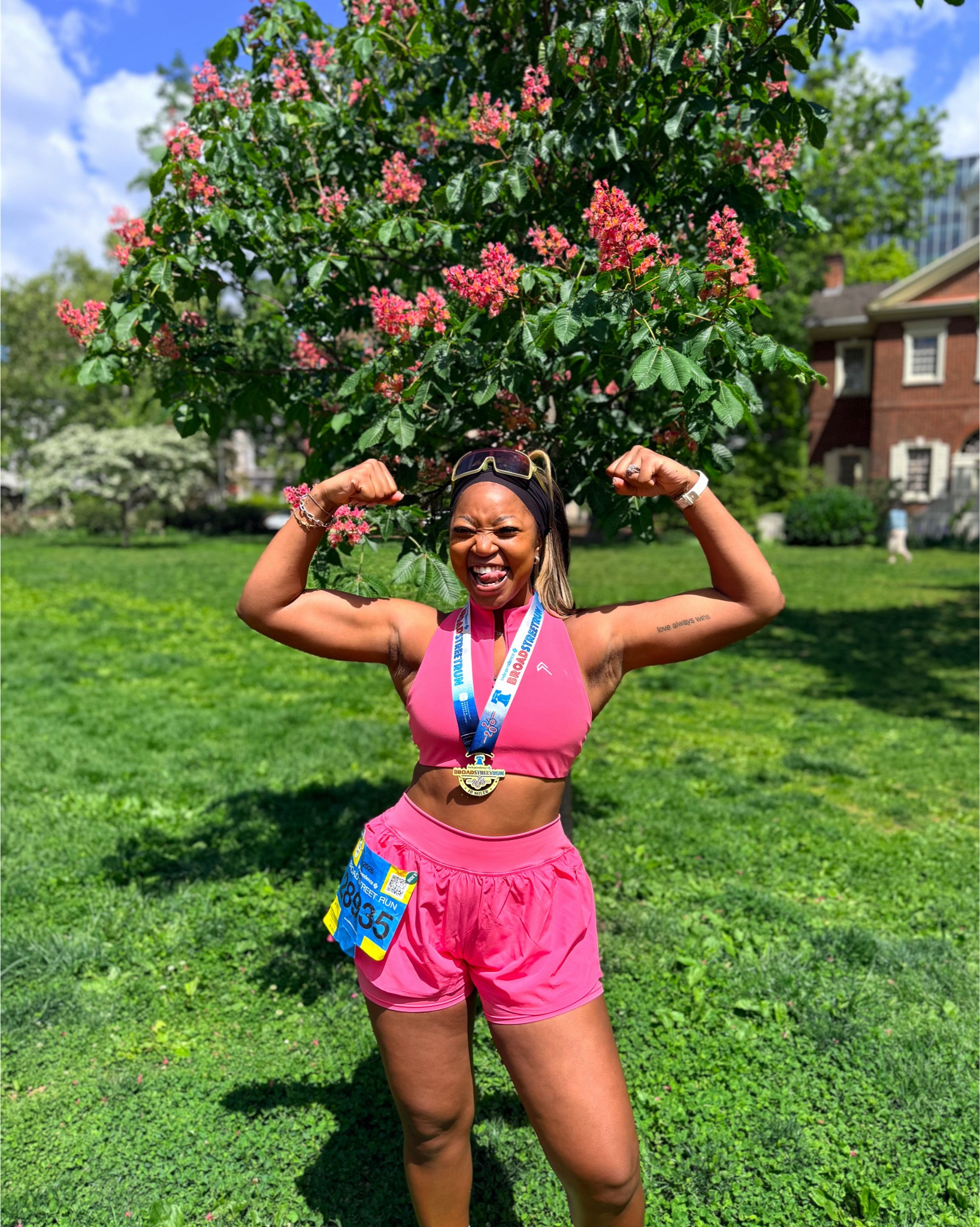 Broad street 10 miler was so fun!! And I did it with my bestie!!! Wearing large top, XL bottom (alittle big on my waist but perfect for my thighs and I loved running in them!!!) I own a few colors lol. Running socks MATTER. I linked my running belt. I have it in white, but I linked the pink one and it also comes in black. Also linked to my chafing stick that I apply before I run!

#LTKfitnessgoals #LTKActive #LTKTall