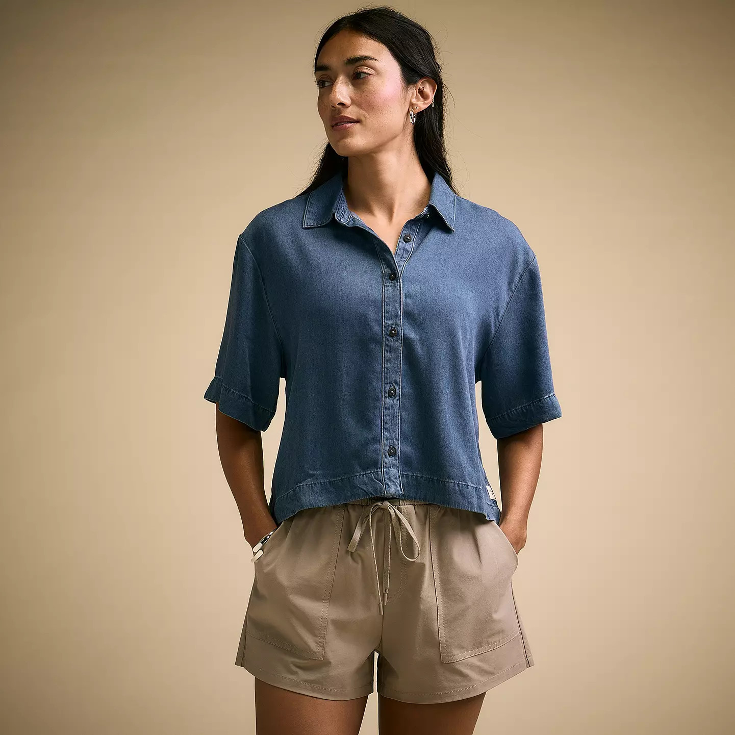 CALIA Women's Poplin Short Sleeve Boxy Button Down | DICK'S Sporting Goods