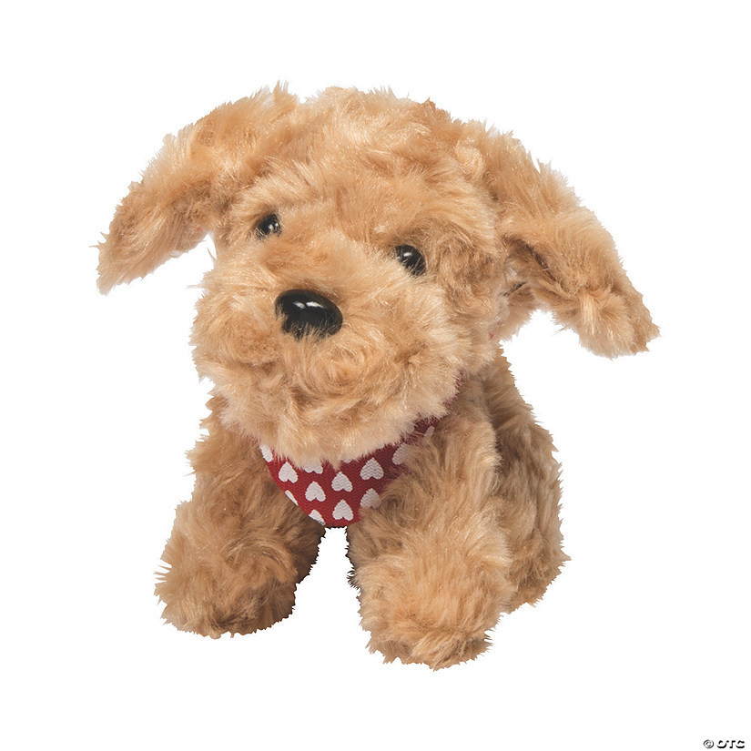 4 1/2" Valentine's Day Stuffed Labradoodles with Heart Bandana - 12 Pc. | Oriental Trading Company