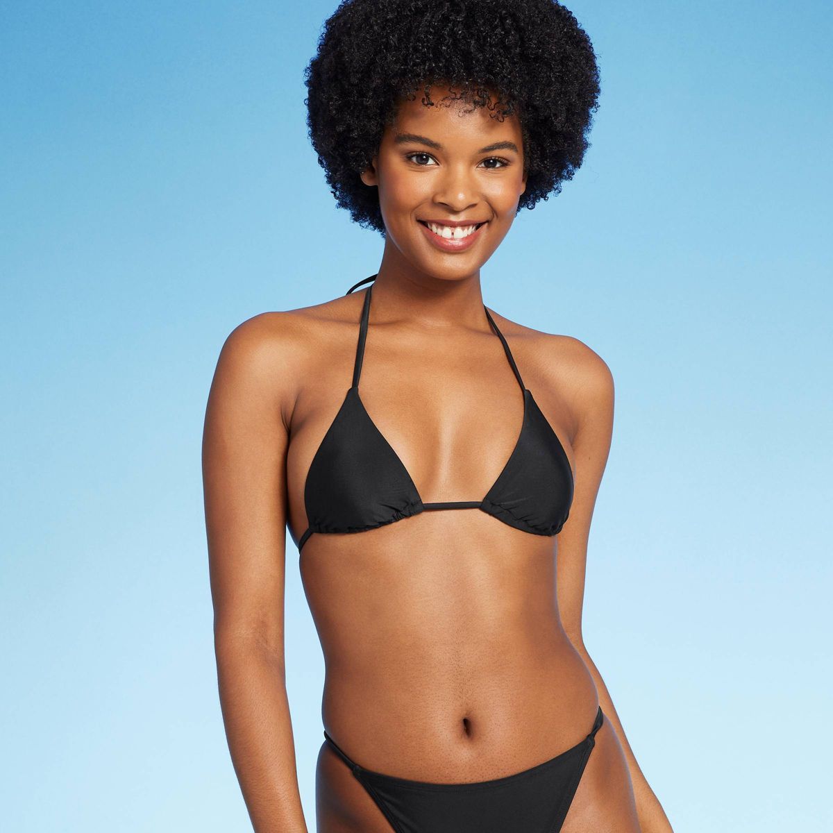 Women's Low Coverage Mini Triangle Bikini Top - Wild Fable™ Black | Target