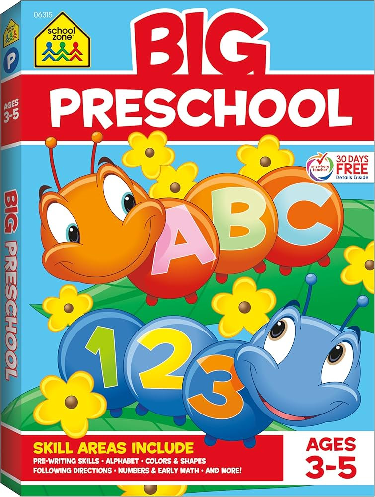 School Zone Big Preschool Workbook: Kids Learning Skills Ages 3 to 5, Handwriting, ABCs, Phonics,... | Amazon (US)