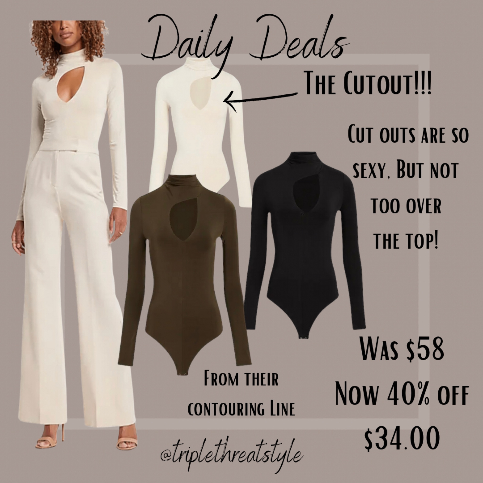 🚨 Express SALE ALERT 🚨 

40% off of tops and dresses!

I love this cut out bodysuit from the contour line. I cut out is a great way to be sexy without being over the top. 

This one comes in several colors and it’s 40% off for only $38
I also linked some other great deals.  

I wear an extra small! 

#LTKunder50 #LTKsalealert #LTKstyletip