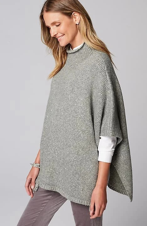 Sequin Sweater-Knit Poncho | J. Jill
