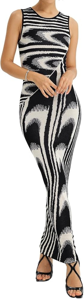 BELLA BARNETT Fashion Winter Dress for Women Attractive Stripe Knit Dress Long Sleeve Dress Chic ... | Amazon (US)