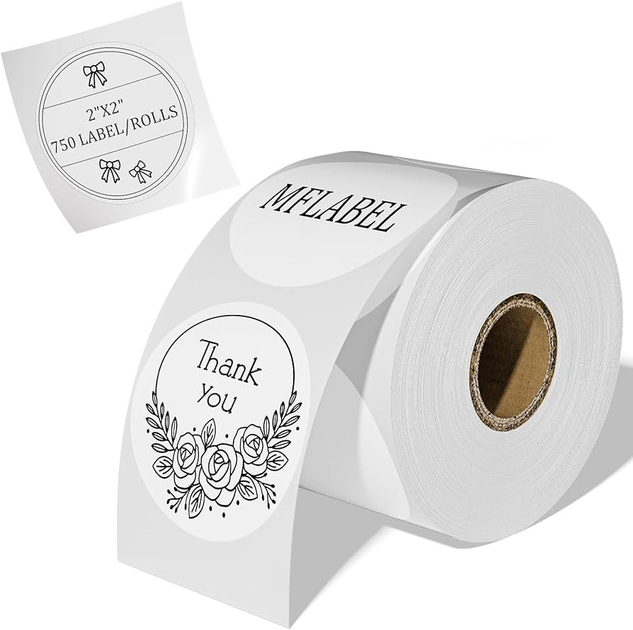 MFLABEL 2 Inch Thermal Sticker Labels, White Round Thermal Labels,Circle Thermal Labels750 Labels... | Amazon (US)