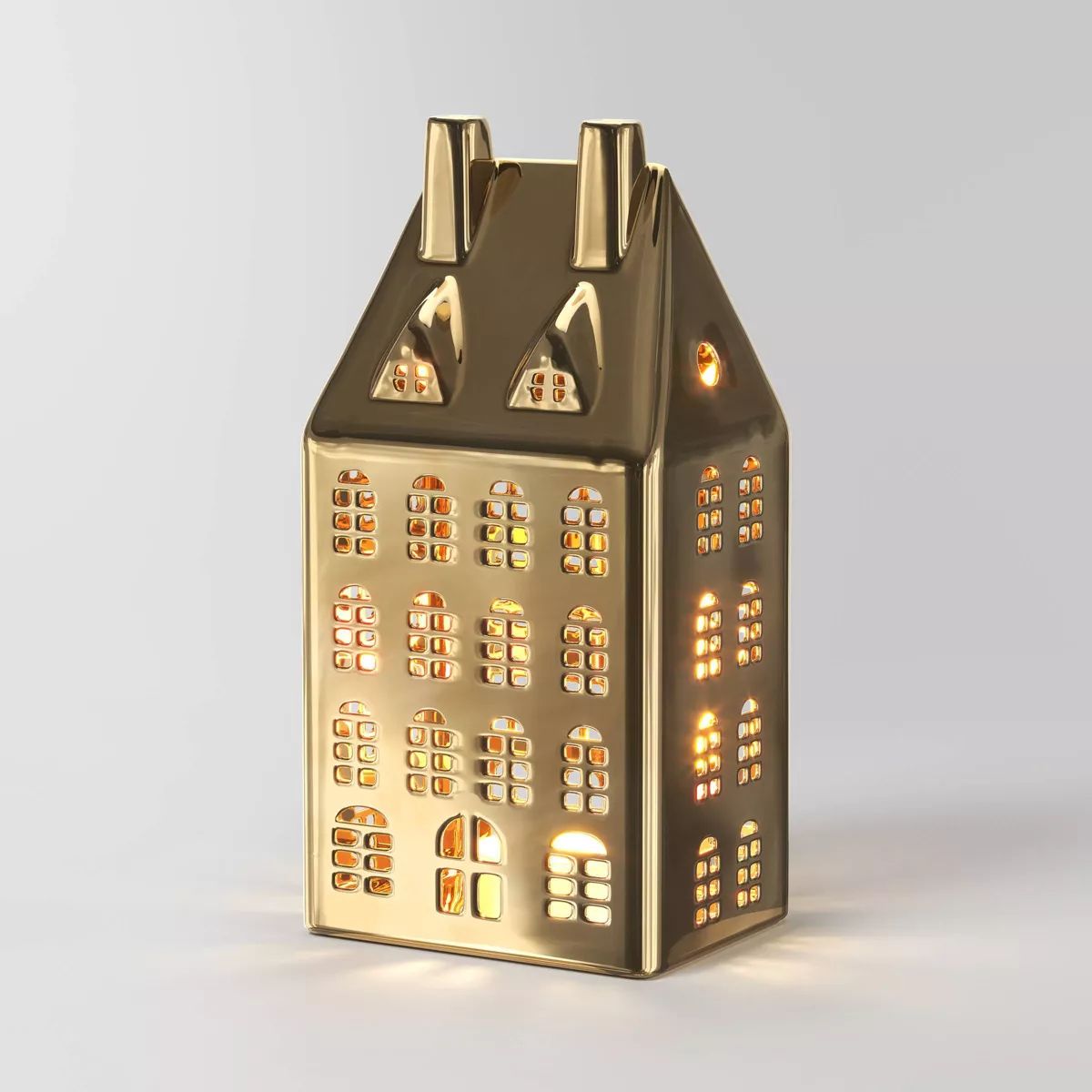 6.25" Lit LED Plated Ceramic House Christmas Figurine - Wondershop™ Gold | Target