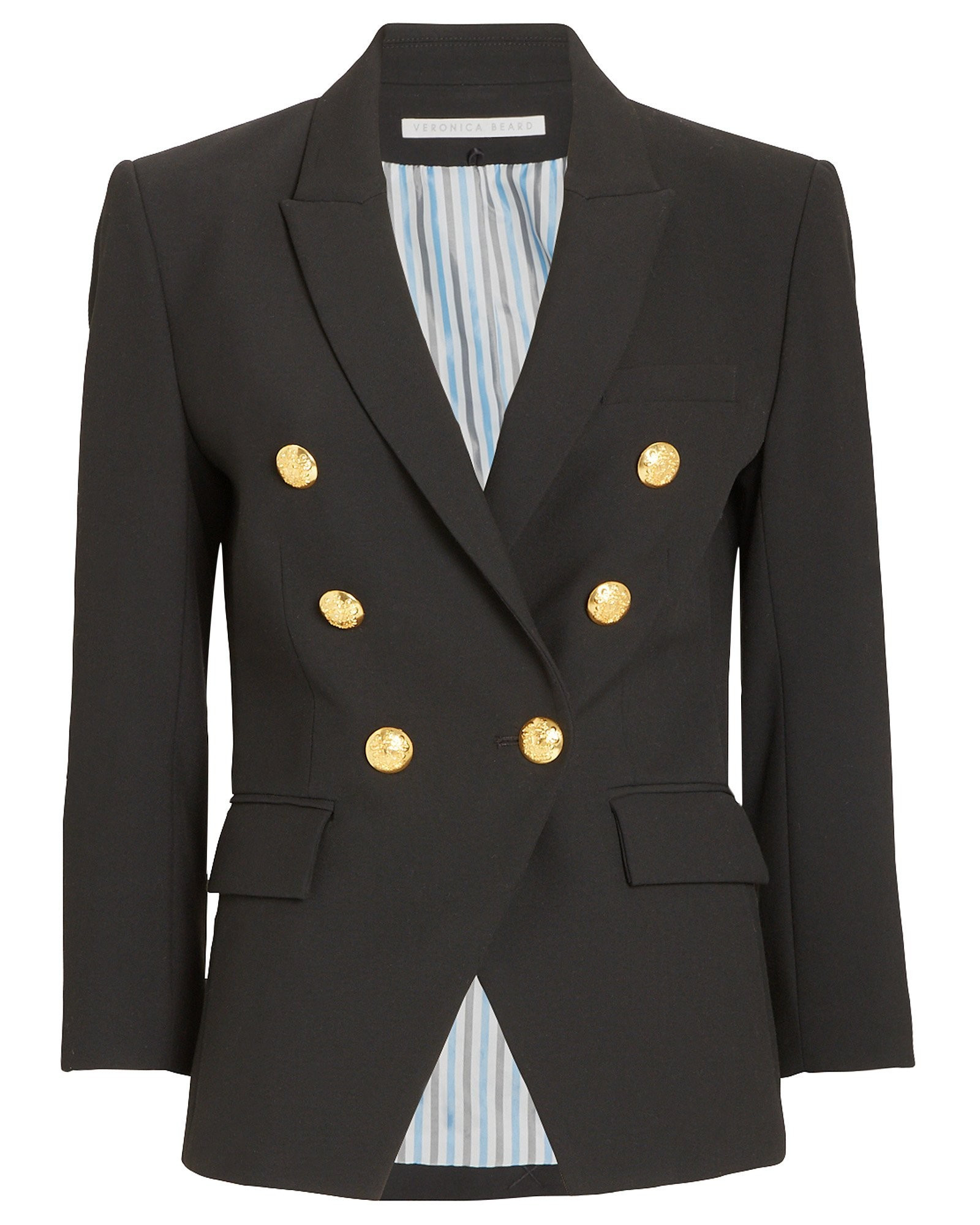 Veronica Beard Empire Double-Breasted Blazer, Black 10 | INTERMIX