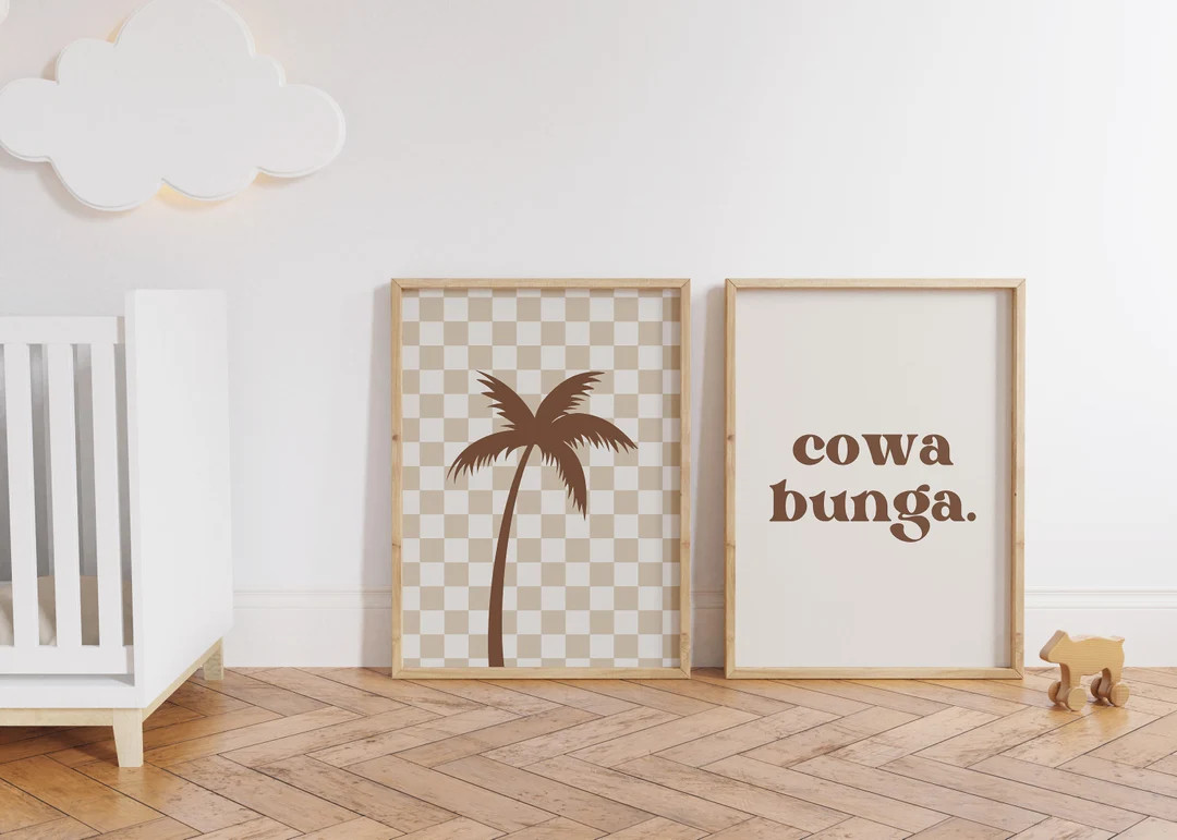 Cowa Bunga Palm Tree Downloadable Print Set of 2 Surf Nursery - Etsy | Etsy (US)