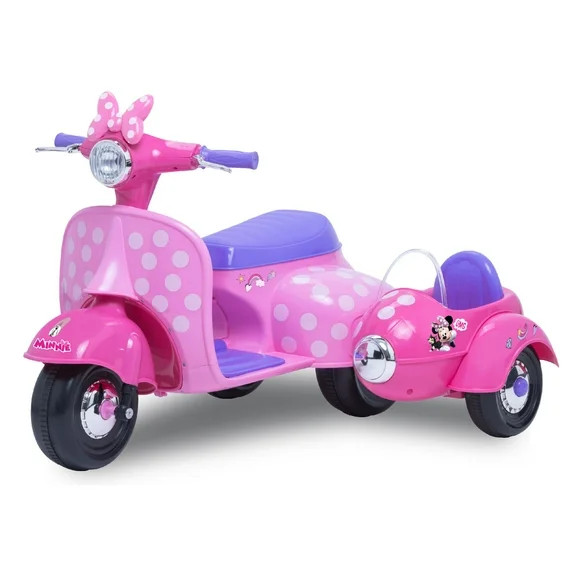 6V Disney Minnie Mouse Happy Helpers Scooter with Sidecar Ride-On Toy by Kid Trax, 1 mph | Walmart (US)