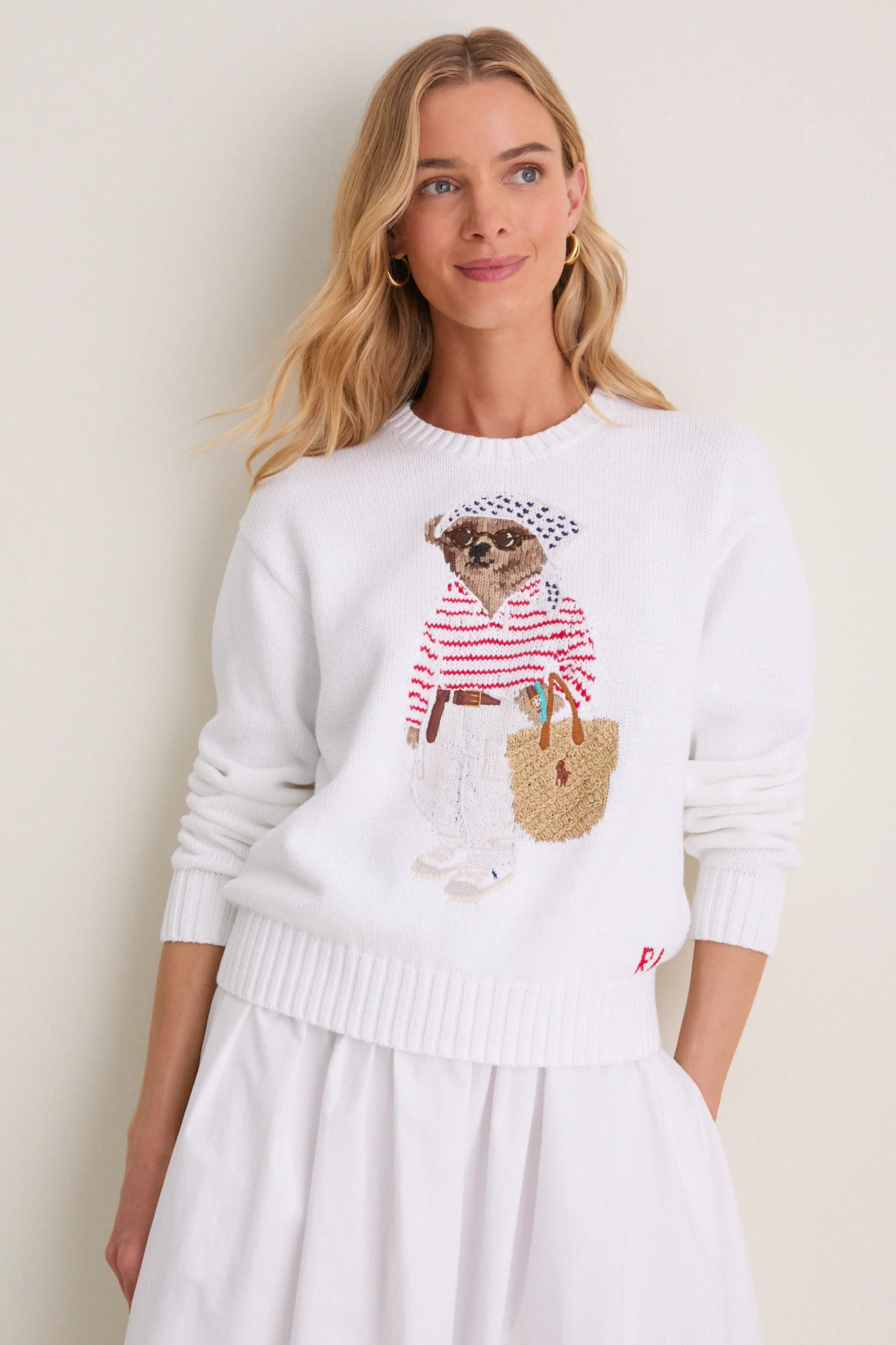 White Multi Bear Crew Neck Sweater | Tuckernuck (US)