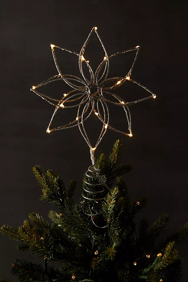 Pre-Lit LED Christmas Tree Topper, Flower | Anthropologie (US)