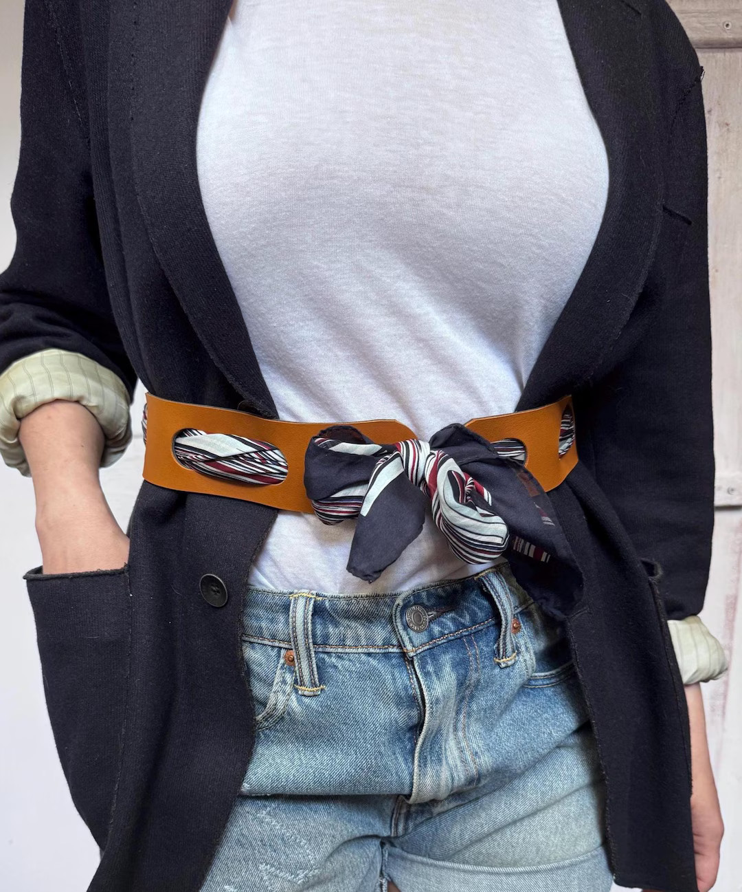 Reversible Scarf Waist Belt Leather Black and Tan Accessory - Etsy | Etsy (US)