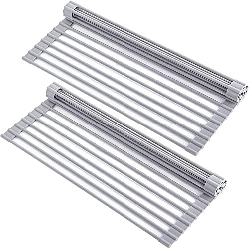YIHONG 2 Pack Roll Up Dish Drying Rack, 17" L x 13" W Over The Sink Dish Drying Rack, Kitchen Mul... | Amazon (US)