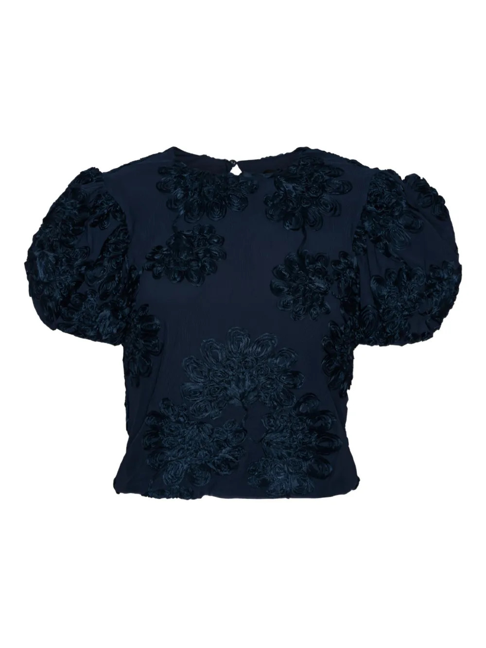 ROTATE BIRGER CHRISTENSEN  floral-embellished puff-sleeve Top | Blue | FARFETCH SI | Farfetch Global