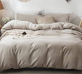 MooMee Bedding Duvet Cover Set 100% Washed Cotton Linen Like Textured Breathable Durable Soft Com... | Amazon (US)
