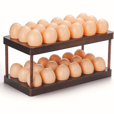 Double Layer Acacia Wood Egg Holder, Detachable Tray for 36 Eggs with Rustic Farmhouse Decor | Target