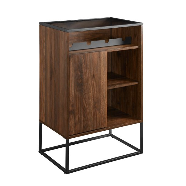 Manor Park Industrial Modern Wine Storage Bar Cabinet, Dark Walnut - Walmart.com | Walmart (US)