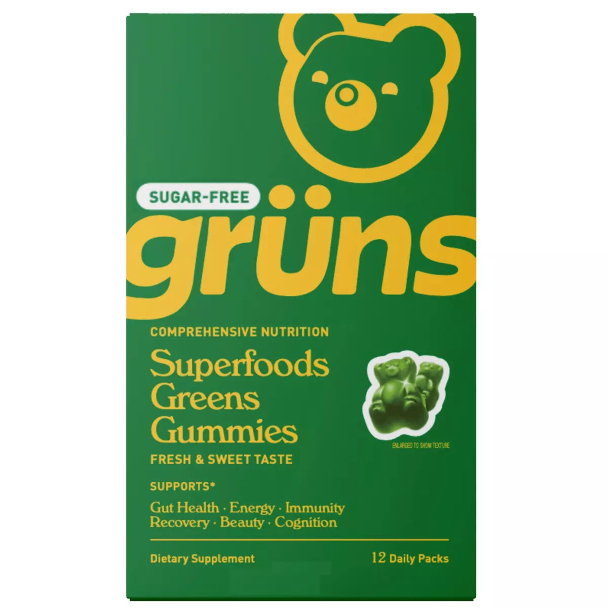 Grüns Adult Sugar-Free Superfoods Greens Gummies - 96ct/12 Servings | Target