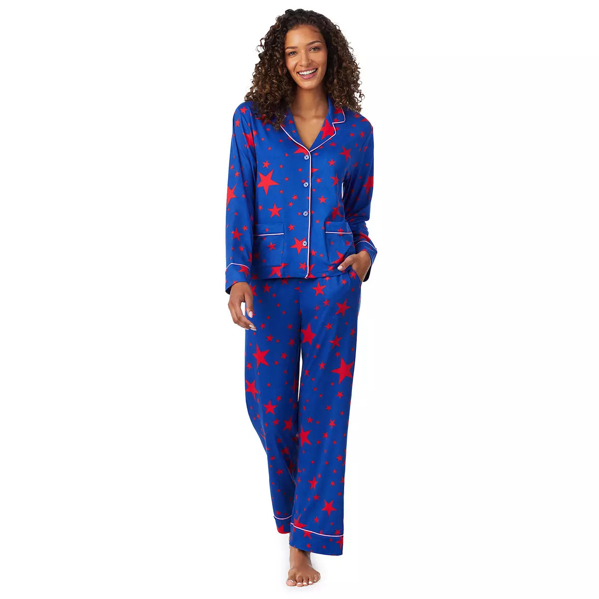 Women's Beauty Sleep Social Cozy Notch Collar Pajama Top and Pajama Pant Sleep Set | Kohl's