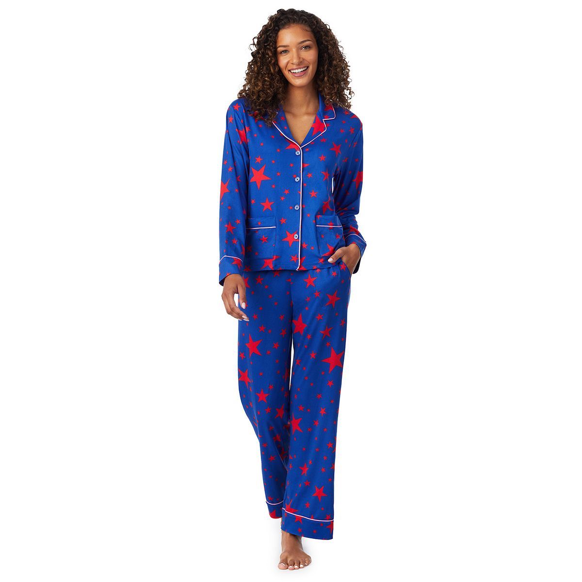 Women's Beauty Sleep Social Cozy Notch Collar Pajama Top and Pajama Pant Sleep Set | Kohl's