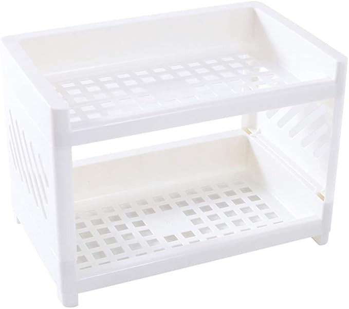 zgs78hh Double Layer Hollow Shelf, Plastic Cosmetics Desktop Finishing Bathroom Accessories Organ... | Amazon (US)