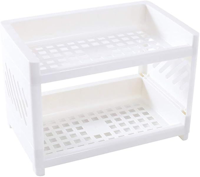 zgs78hh Double Layer Hollow Shelf, Plastic Cosmetics Desktop Finishing Bathroom Accessories Organ... | Amazon (US)
