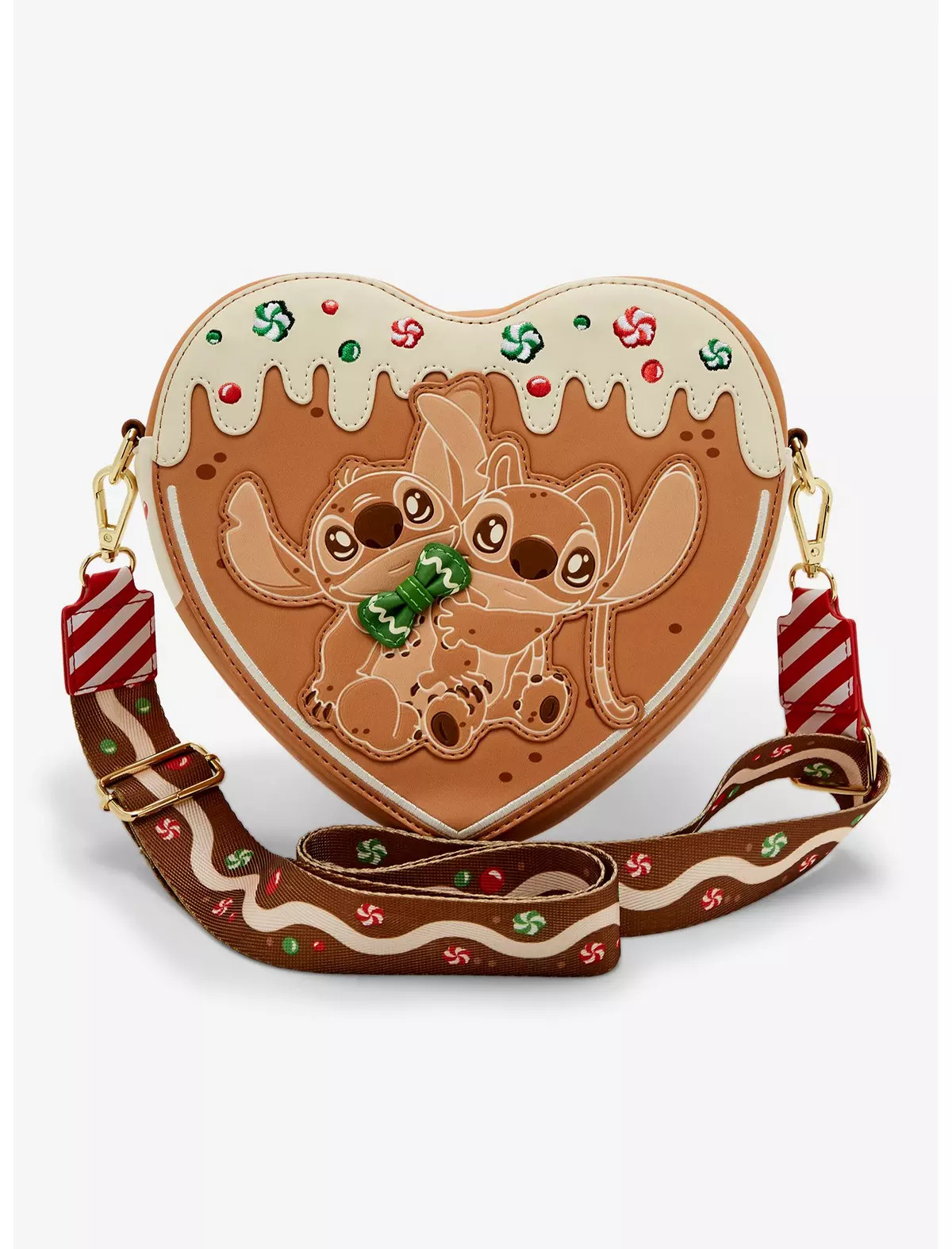 Loungefly Disney Lilo & Stitch Gingerbread Angel & Stitch Heart Crossbody Bag | BoxLunch