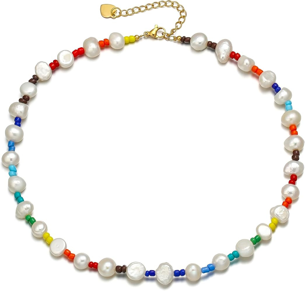 FANZE Baroque Pearl Choker Necklace for Women, Natural Real Ivory Freshwater Cultured Pearl Color... | Amazon (US)